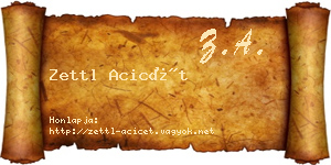 Zettl Acicét névjegykártya